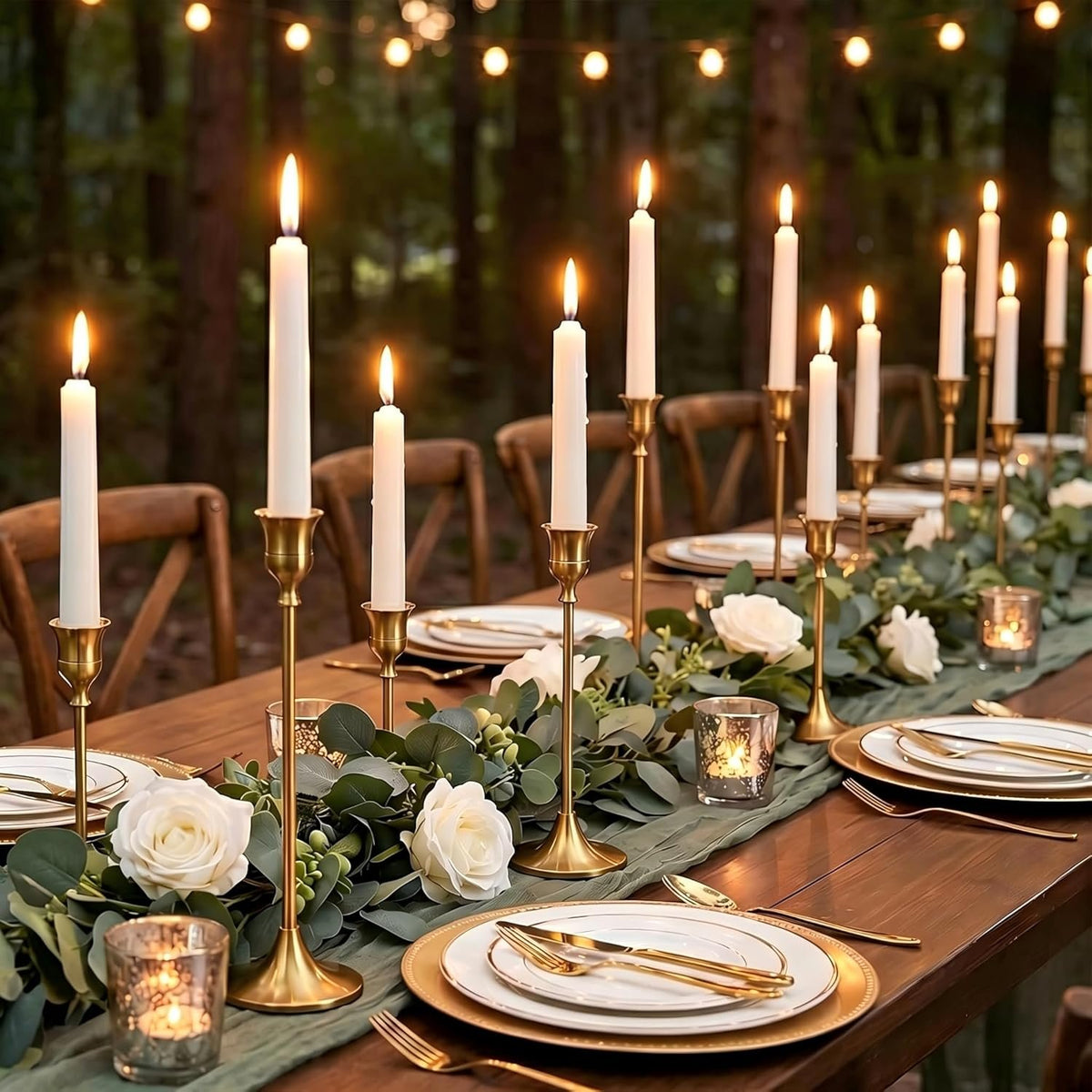 Name Lifestyle Brushed Gold Metal Taper Candle Holder Set additional product photo