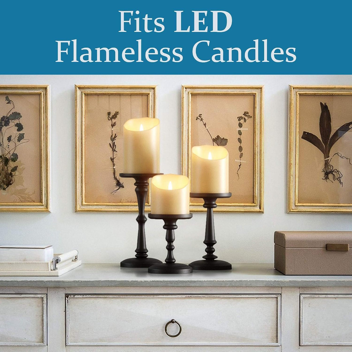 Name Lifestyle Matte Black Metal Pillar Candle Holder Set additional product photo