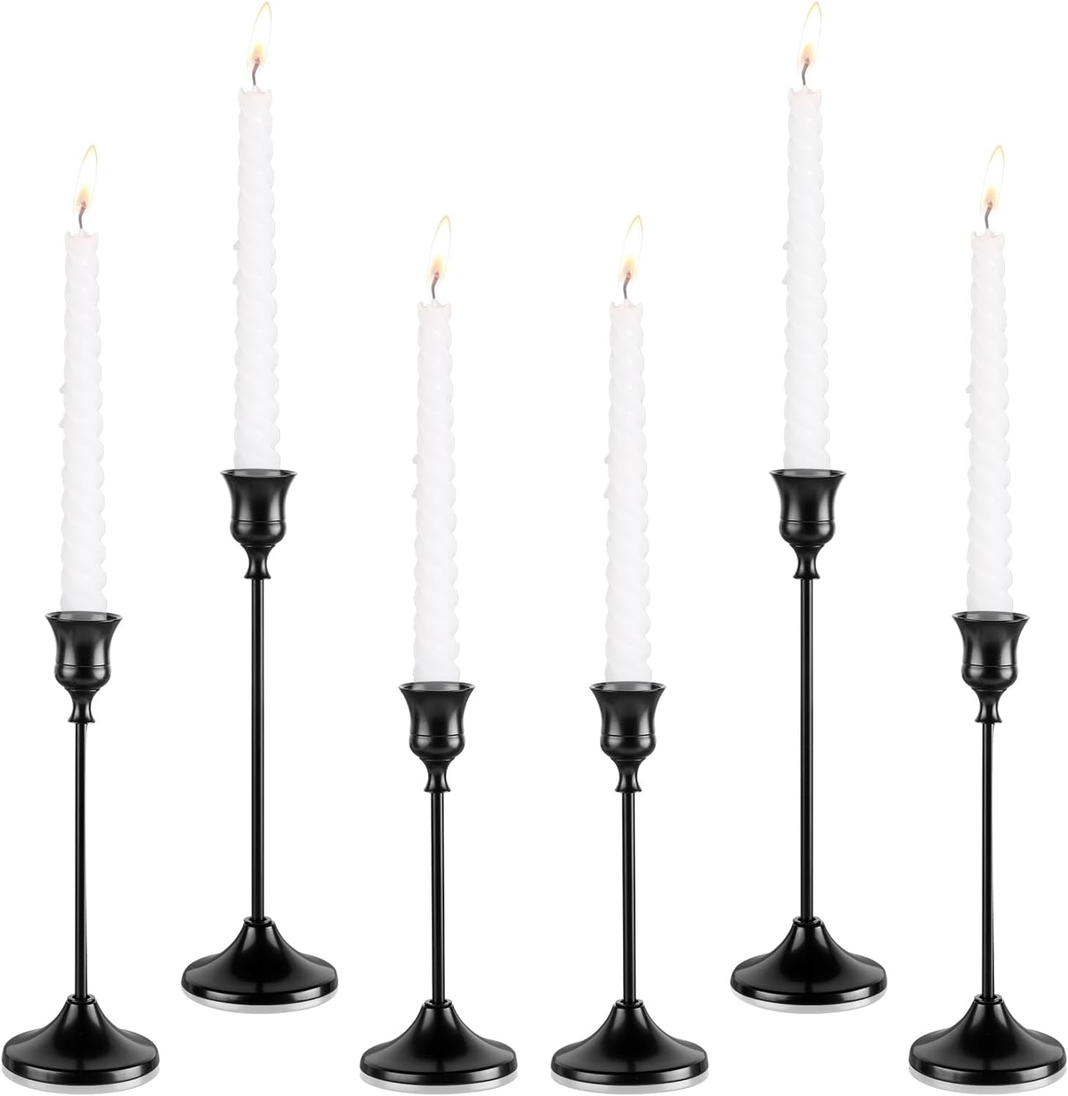 Name Lifestyle Black Brushed Taper Candle Holder Set studio product photo