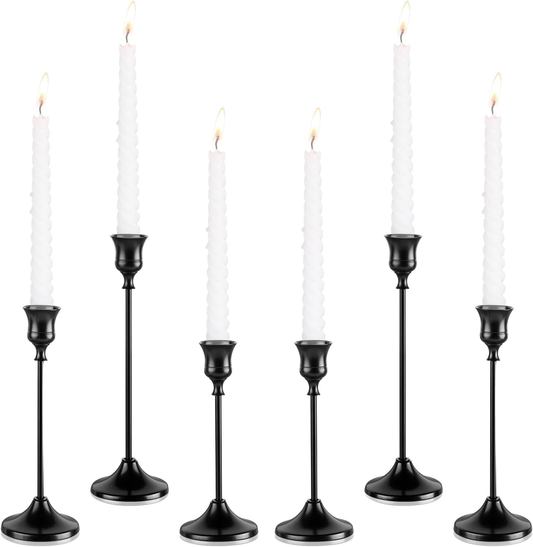 Name Lifestyle Black Brushed Taper Candle Holder Set studio product photo
