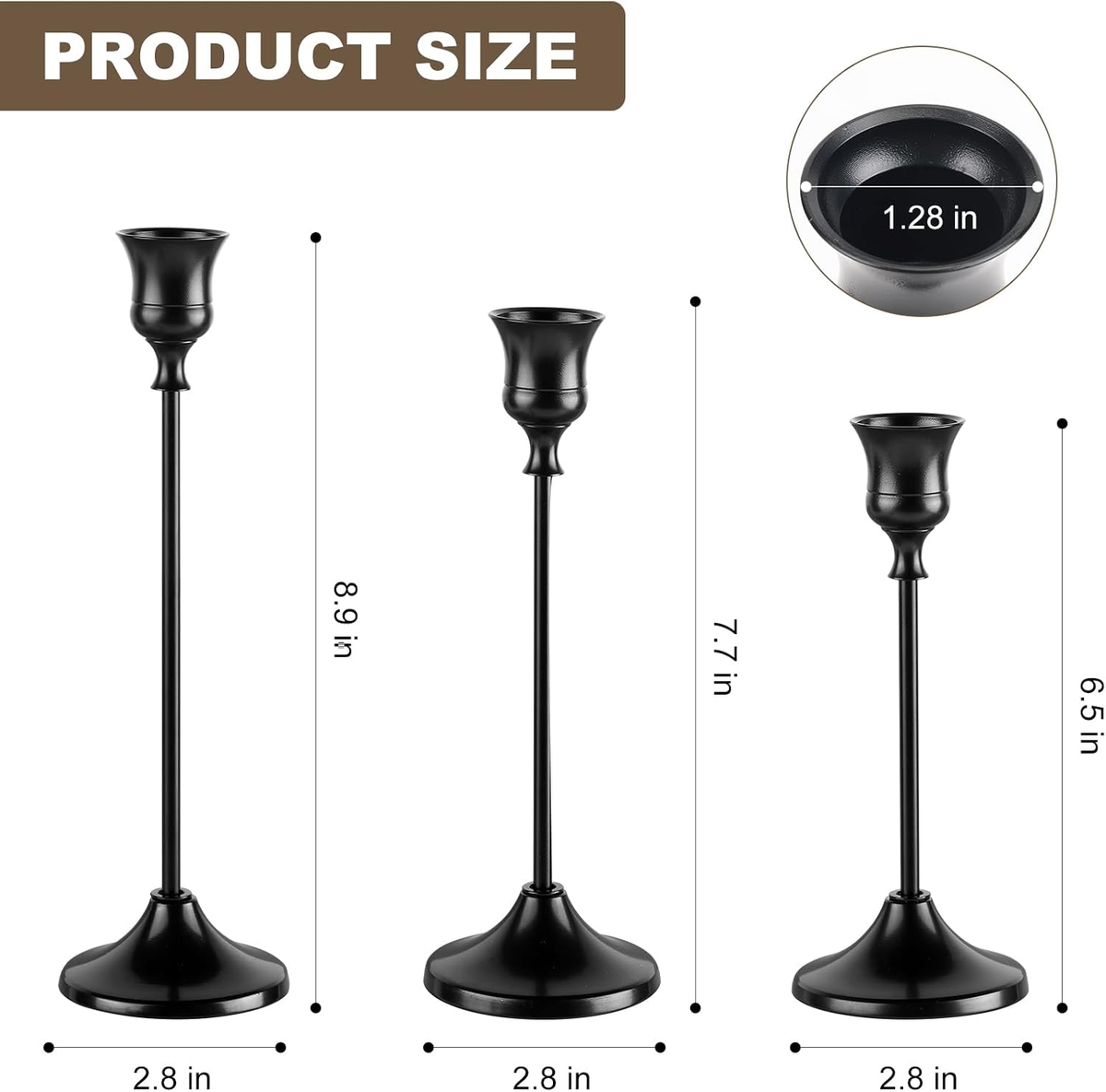 Name Lifestyle Black Brushed Taper Candle Holder Set additional product photo