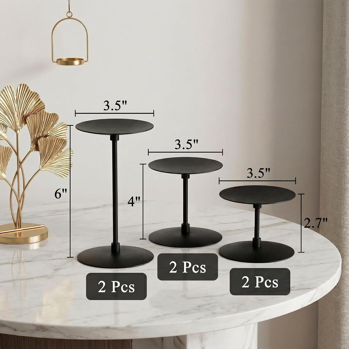 Name Lifestyle Powder-Coated Iron Pillar Candle Holder Set additional product photo