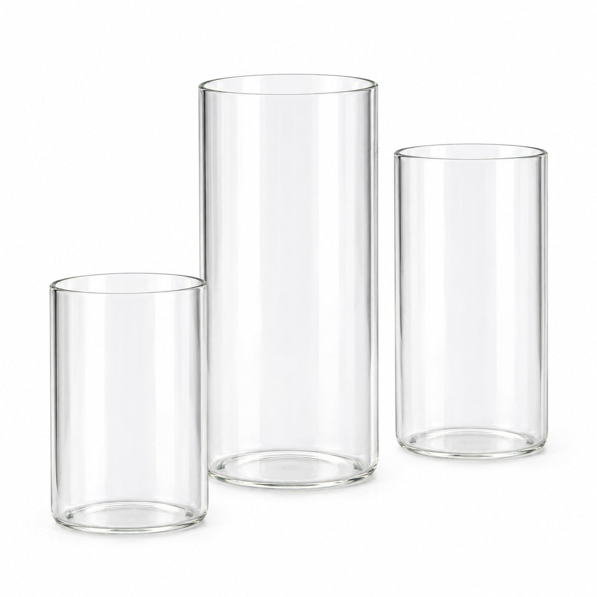 Name Lifestyle Clear Glass Hurricane Candle Holder Set studio product photo