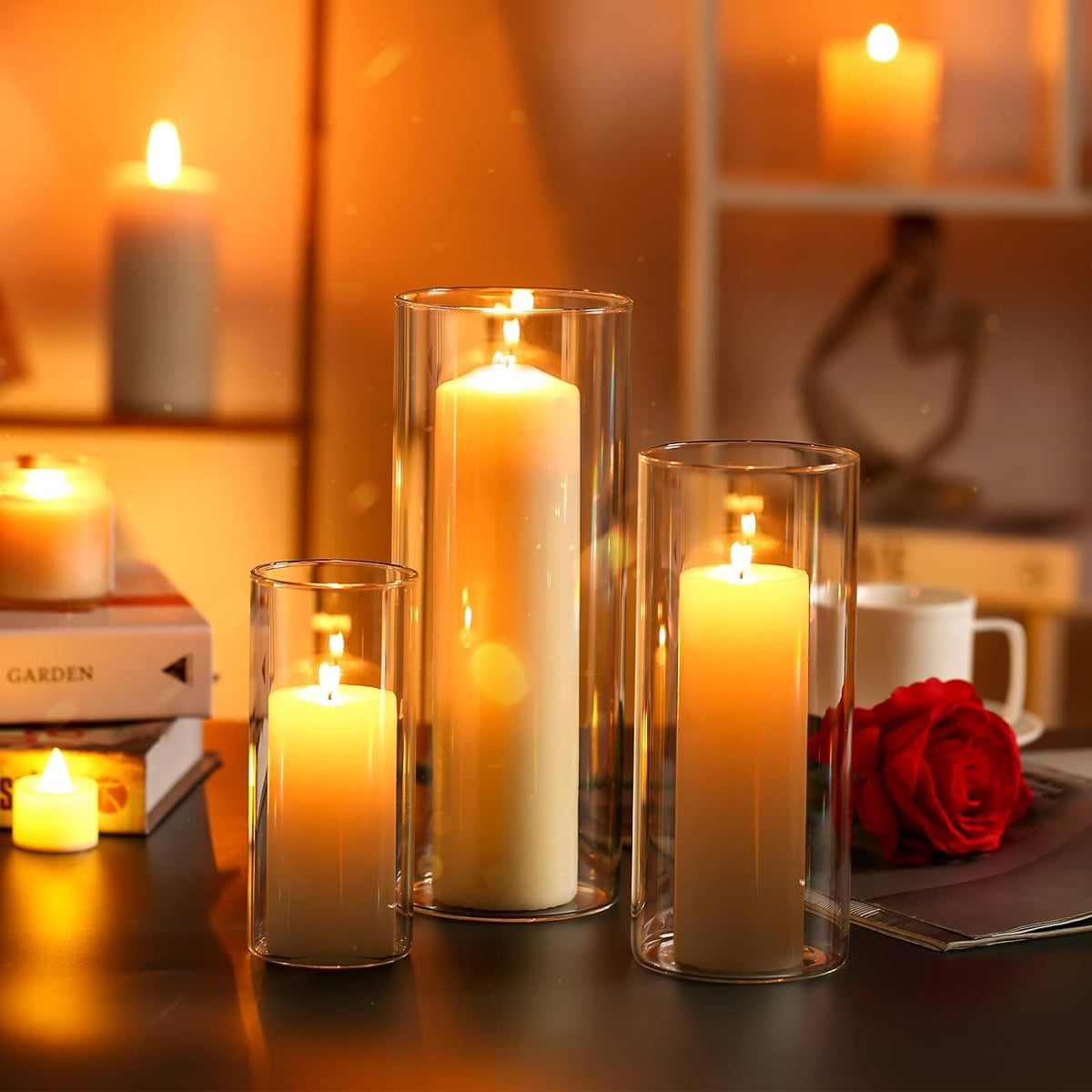 Name Lifestyle Clear Glass Hurricane Candle Holder Set additional product photo
