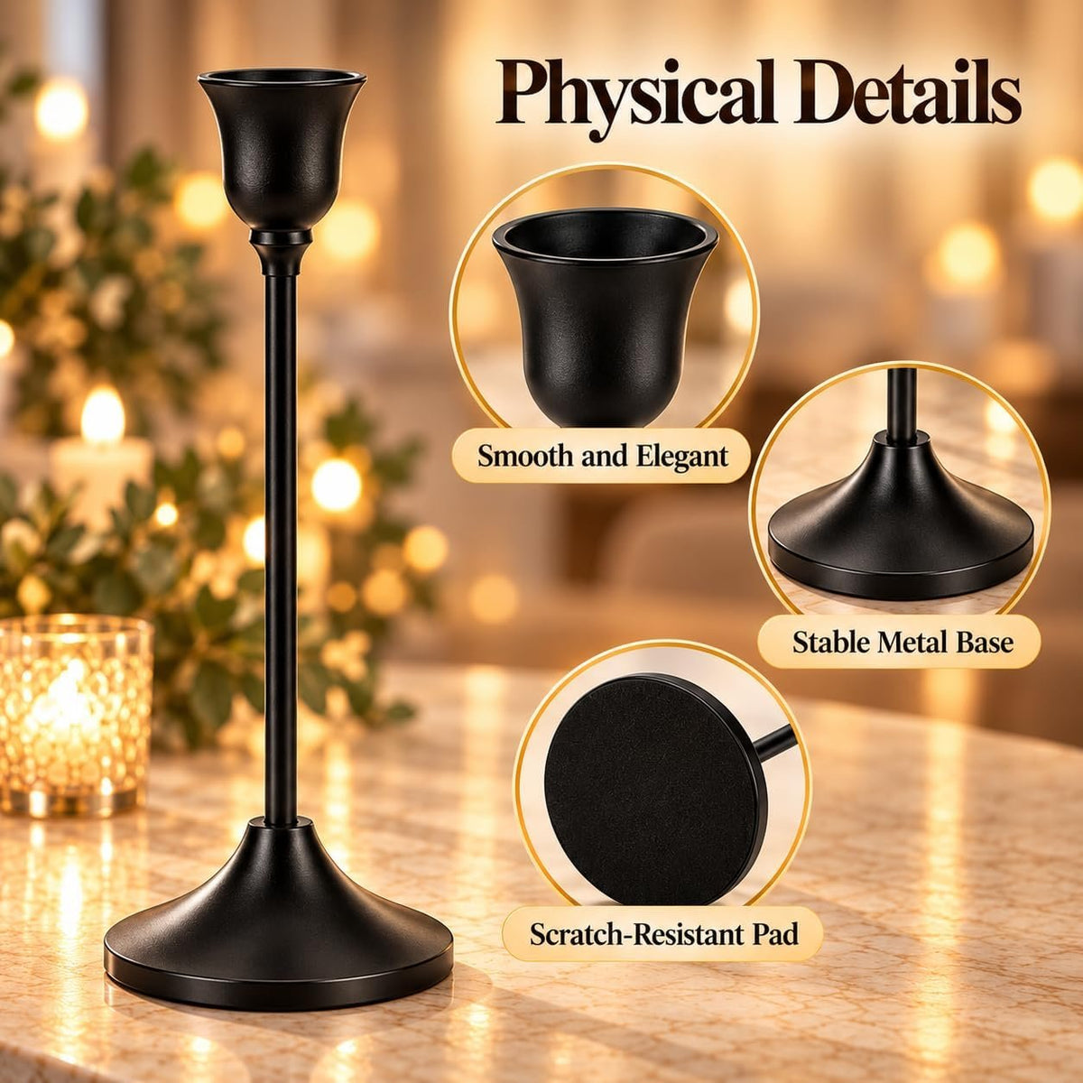 Name Lifestyle Metal Taper Candle Holders in Three Heights additional product photo
