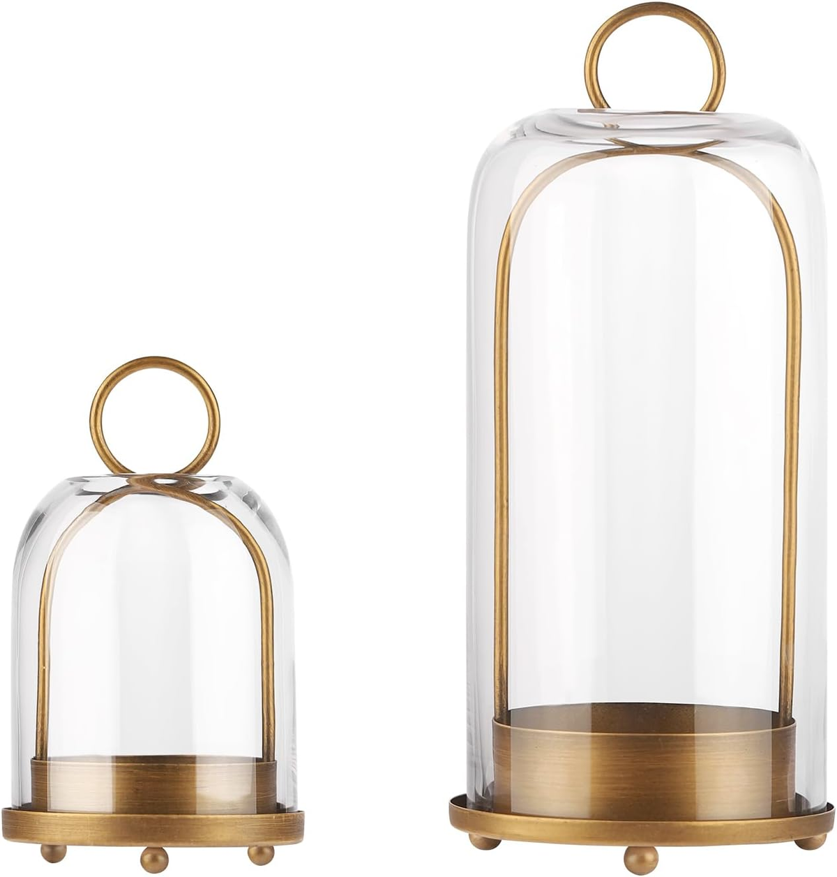 Name Lifestyle Brass Finish Glass Dome Candle Holders studio product photo