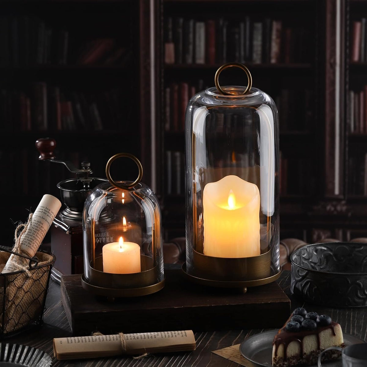 Name Lifestyle Brass Finish Glass Dome Candle Holders additional product photo