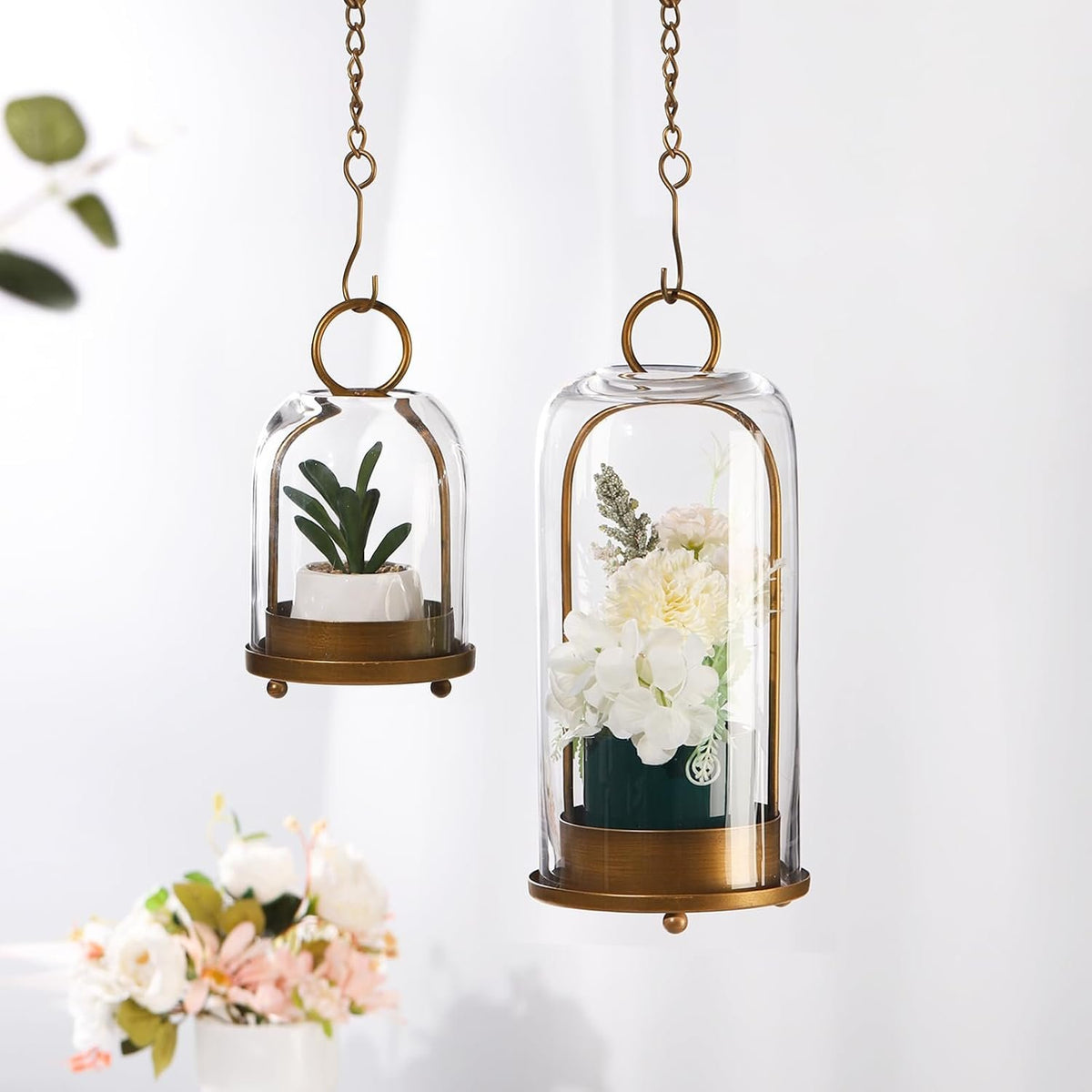 Name Lifestyle Brass Finish Glass Dome Candle Holders additional product photo