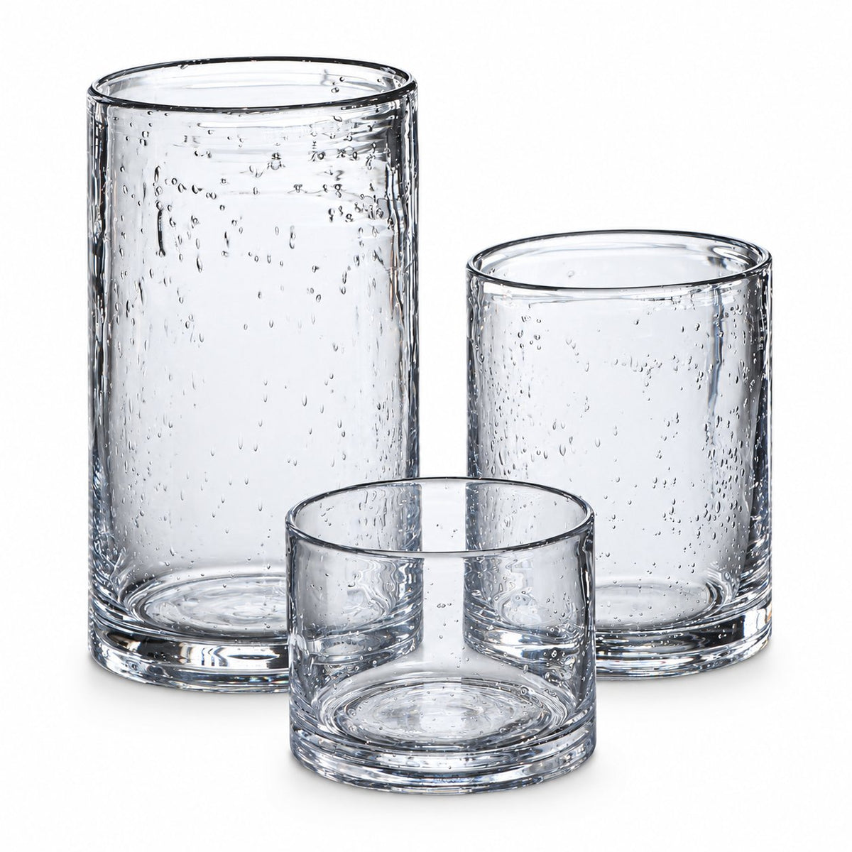 Name Lifestyle Seeded Bubble Glass Hurricane Cylinder Set studio product photo