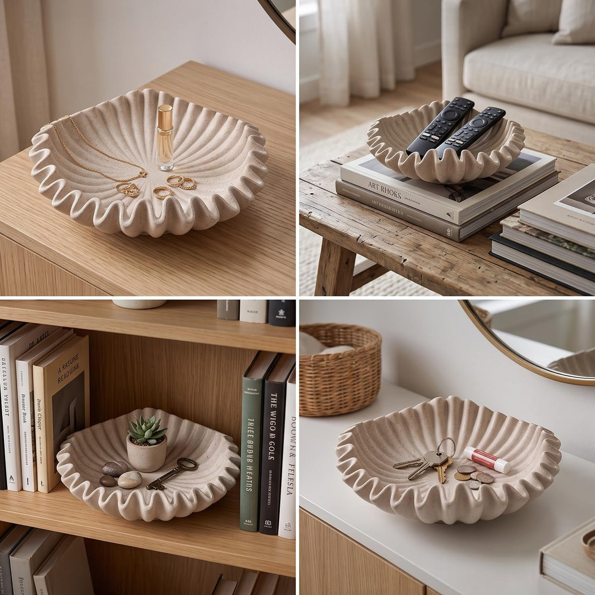 Name Lifestyle Beige Speckled Ruffled Resin Bowl additional product photo