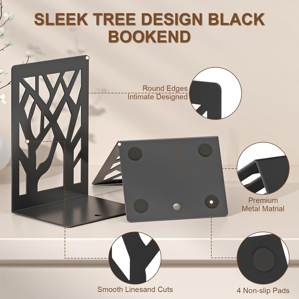 Name Lifestyle Black Metal Tree Branch Bookends additional product photo