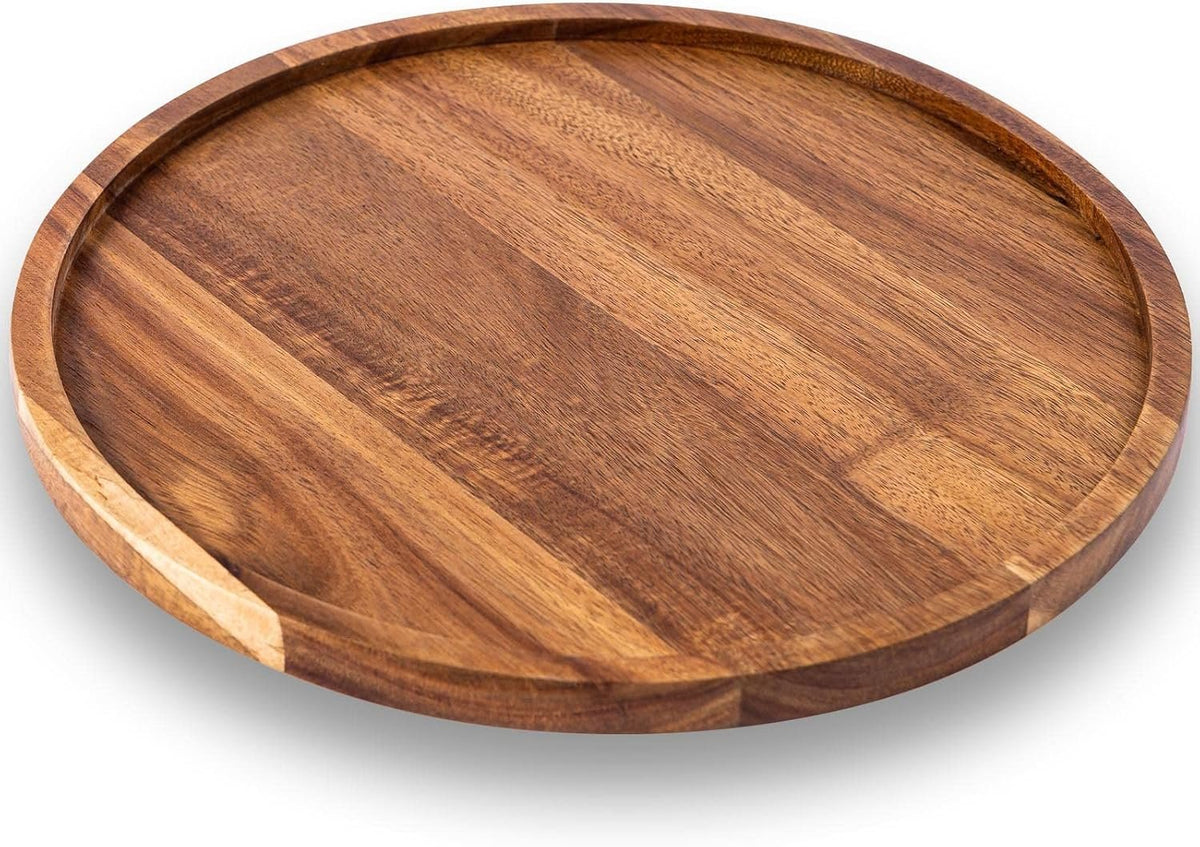 Name Lifestyle Round Acacia Wood Tray studio product photo