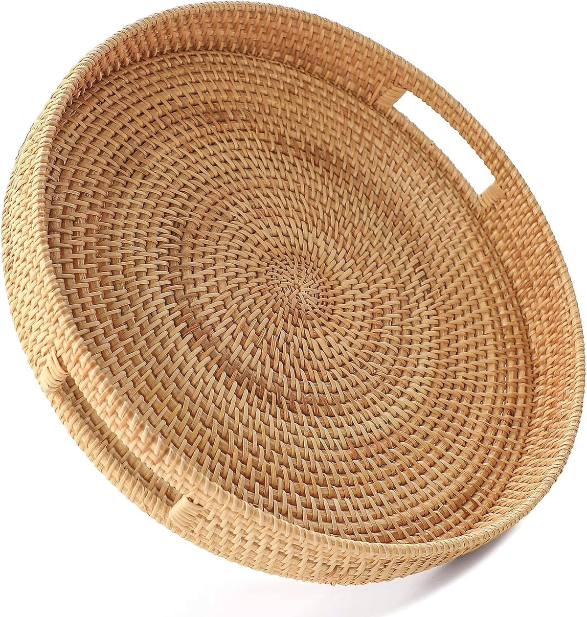 Name Lifestyle Round Woven Rattan Serving Tray studio product photo
