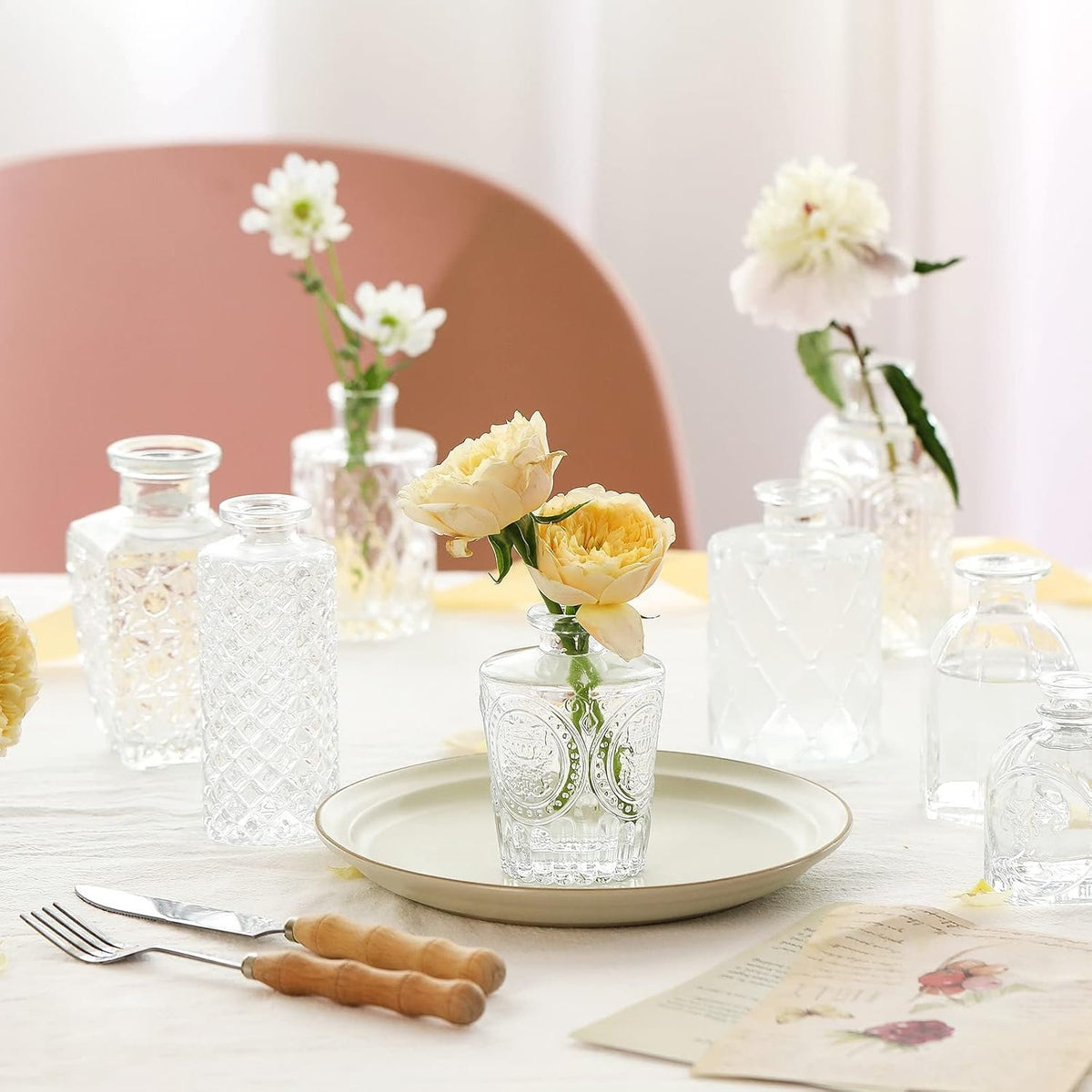 Name Lifestyle Clear Etched Glass Bud Vase Set additional product photo