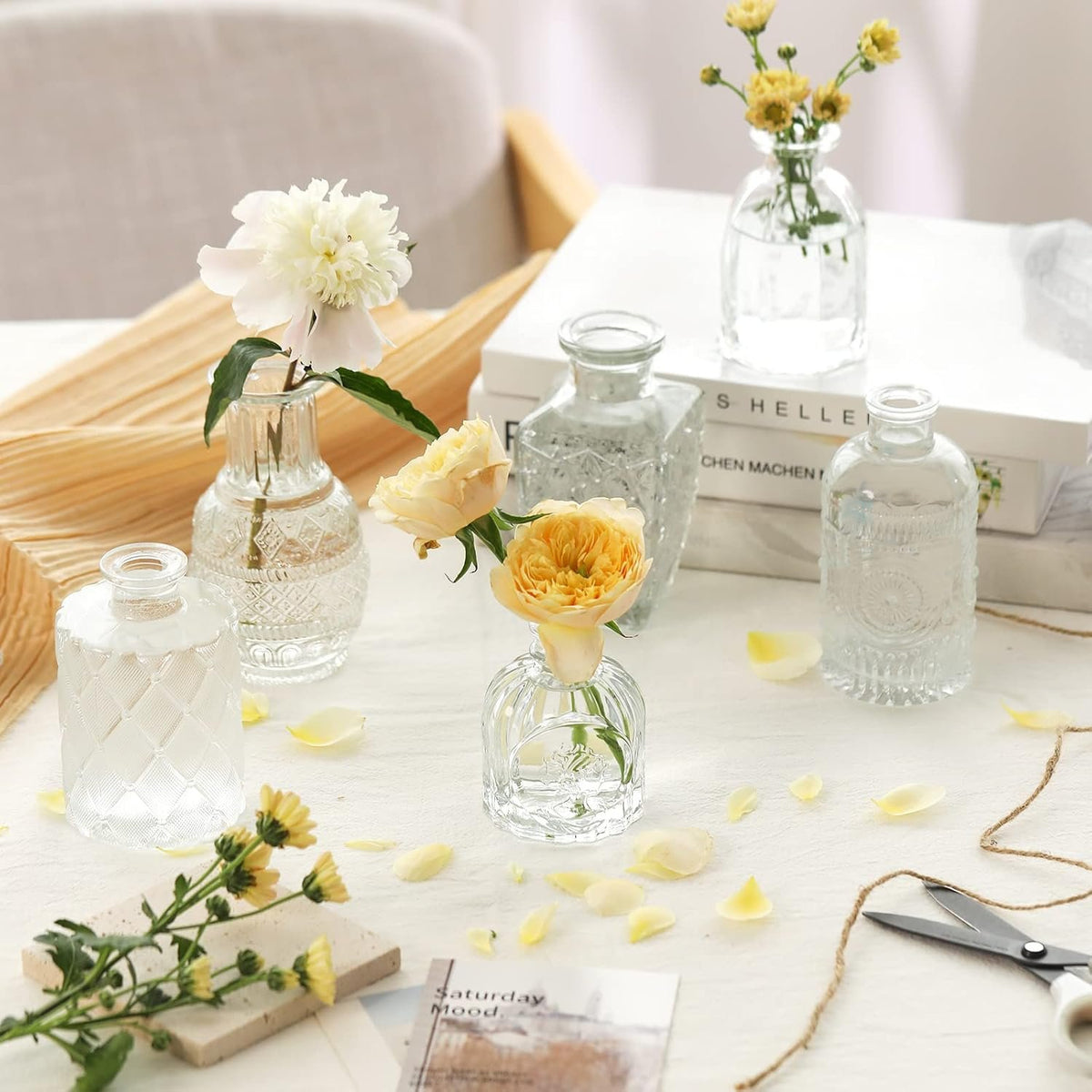 Name Lifestyle Clear Etched Glass Bud Vase Set additional product photo