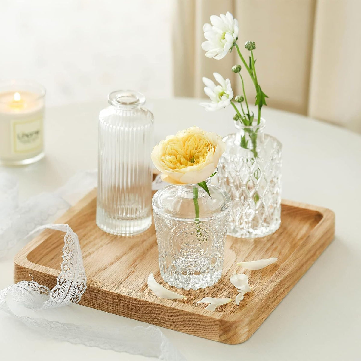 Name Lifestyle Clear Etched Glass Bud Vase Set additional product photo