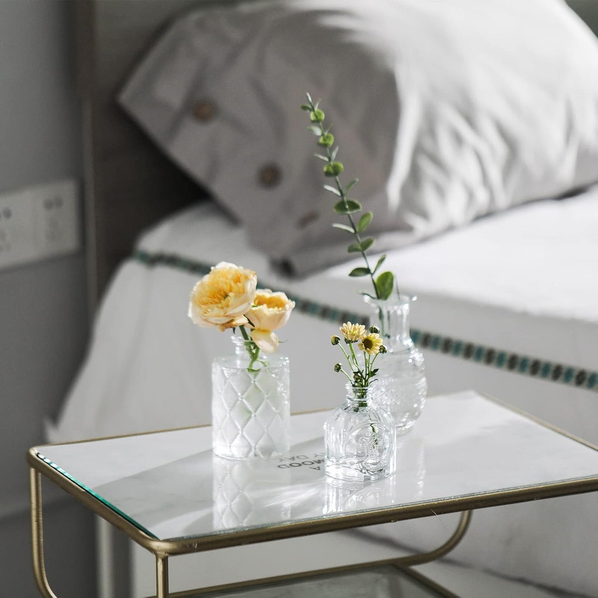Name Lifestyle Clear Etched Glass Bud Vase Set additional product photo