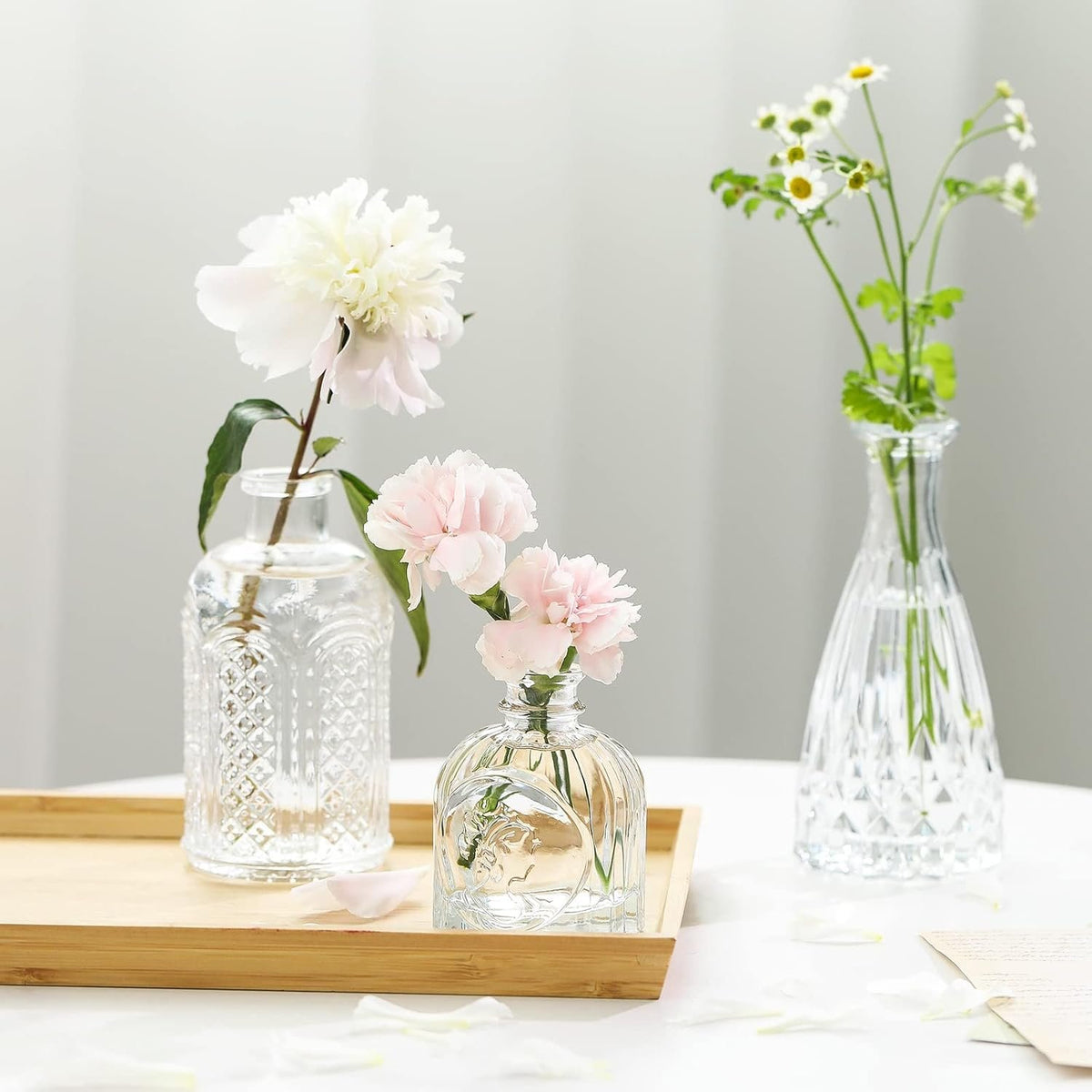 Name Lifestyle Clear Etched Glass Bud Vase Set additional product photo