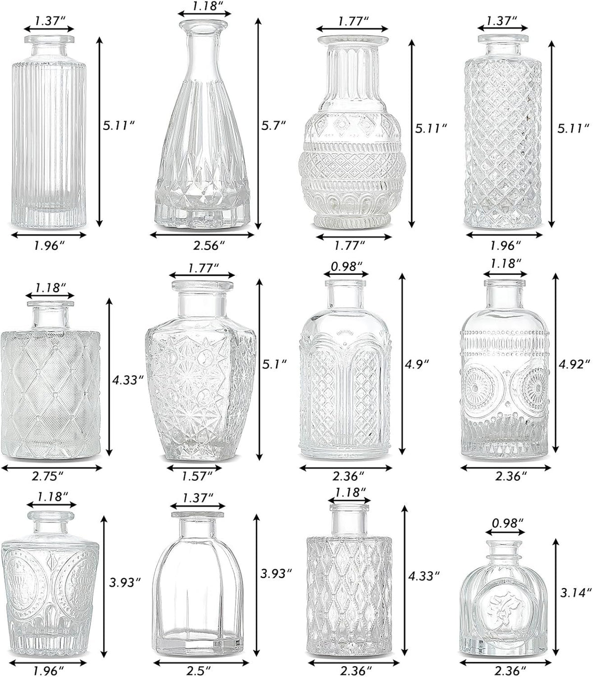 Name Lifestyle Clear Etched Glass Bud Vase Set additional product photo