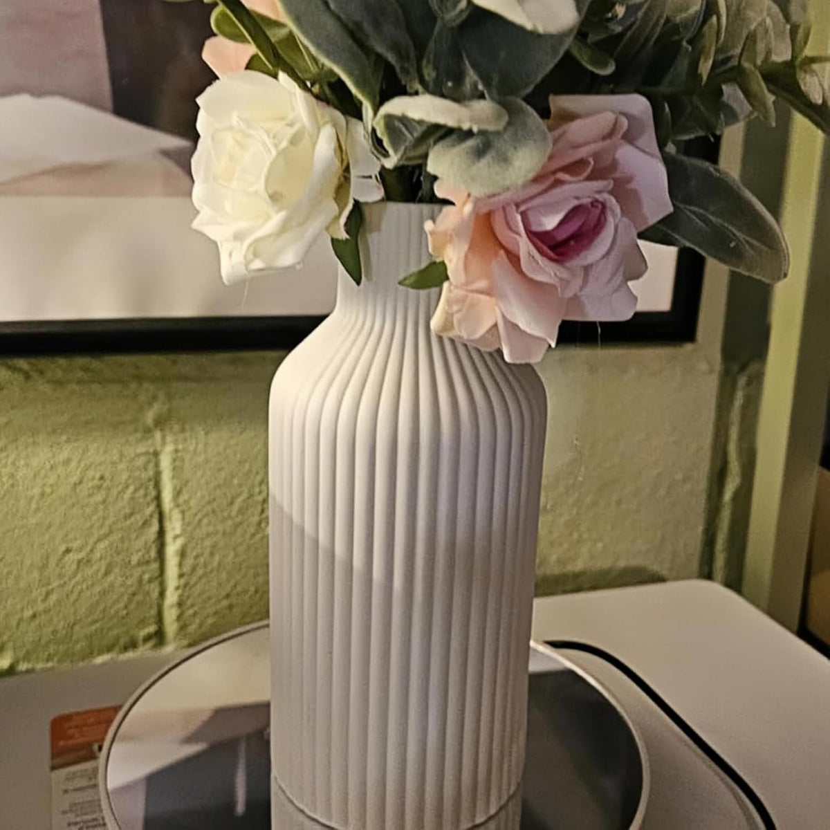 Name Lifestyle White Ribbed Ceramic Bottle Vase additional product photo