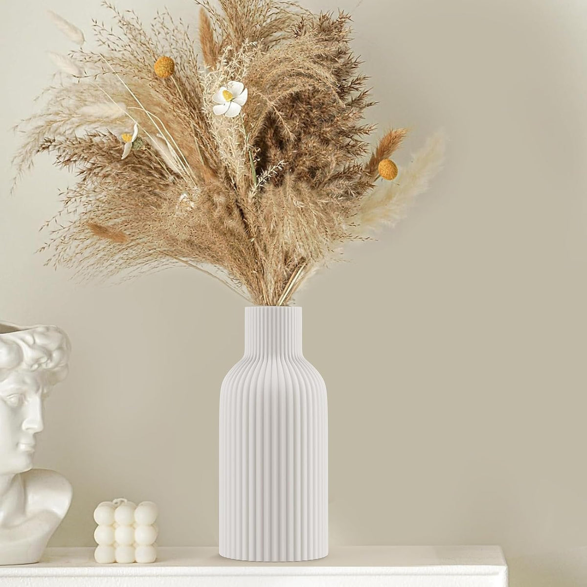 Name Lifestyle White Ribbed Ceramic Bottle Vase additional product photo