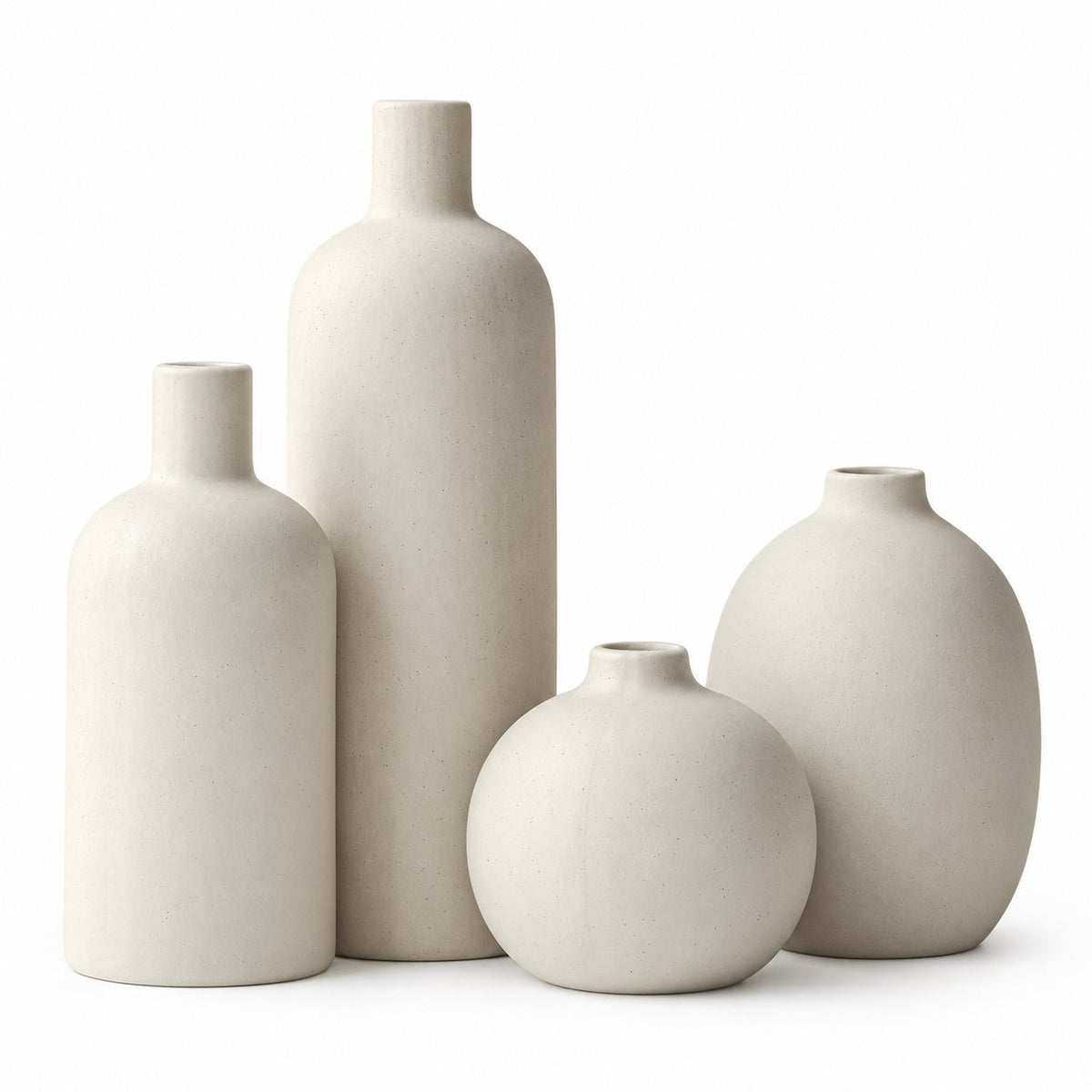 Name Lifestyle Matte Beige Ceramic Vase Set studio product photo