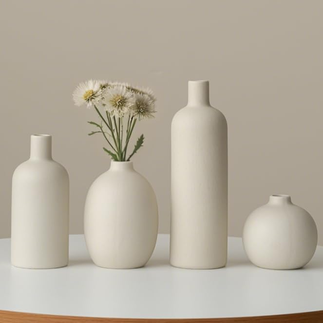 Name Lifestyle Matte Beige Ceramic Vase Set additional product photo