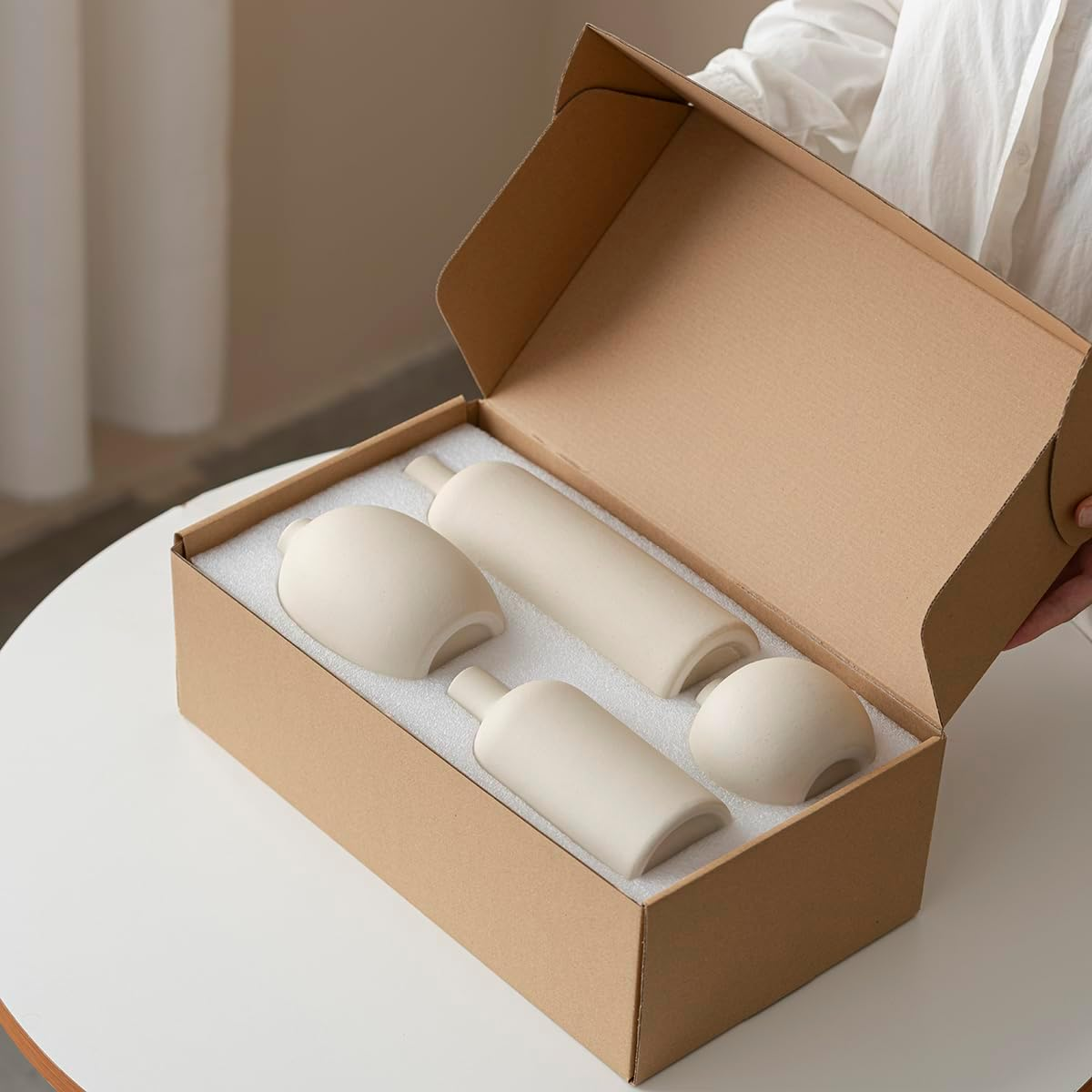 Name Lifestyle Matte Beige Ceramic Vase Set additional product photo