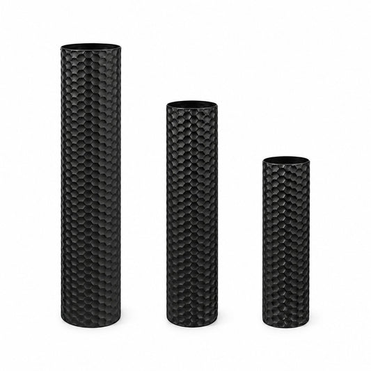 Name Lifestyle Black Honeycomb Metal Floor Vase Set studio product photo