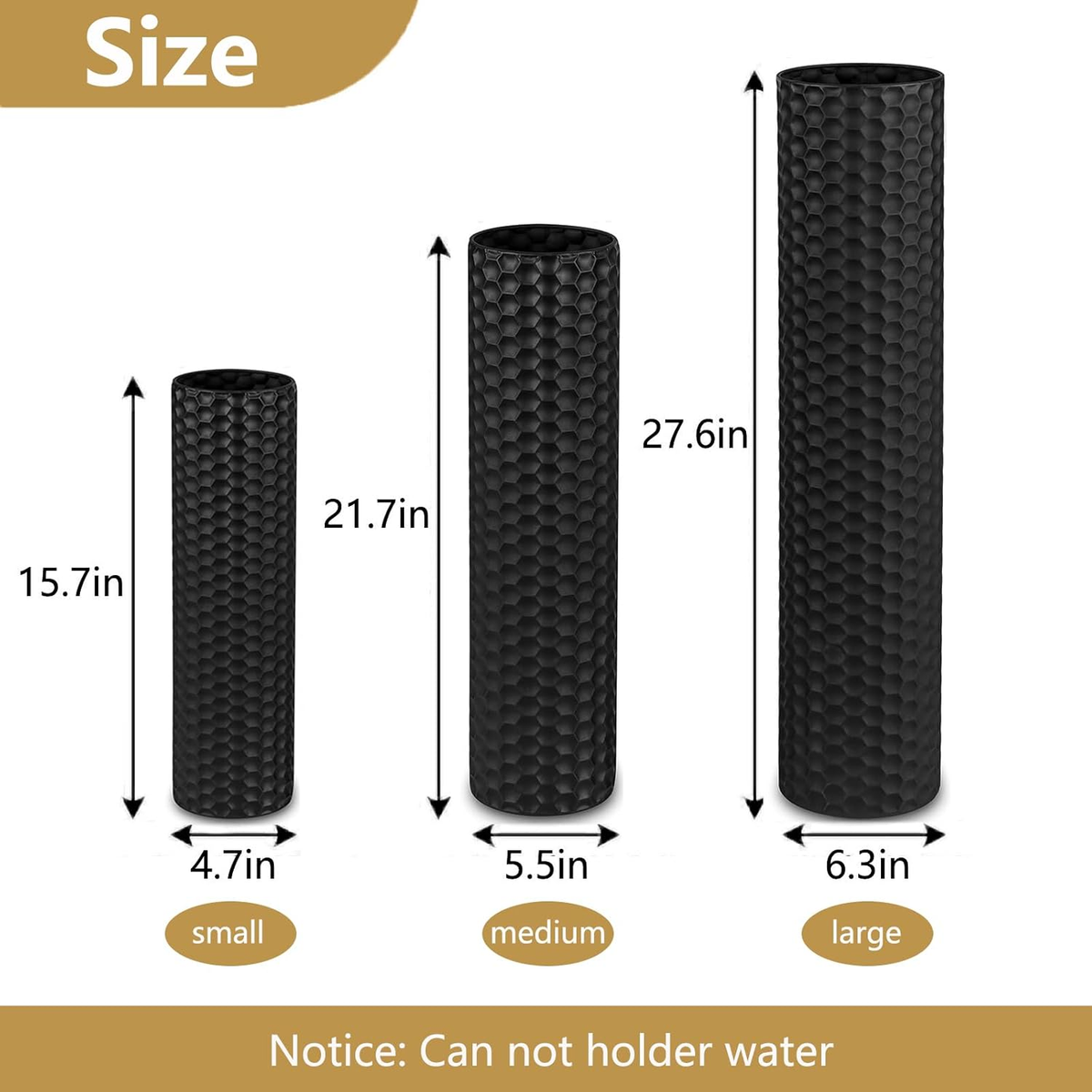 Name Lifestyle Black Honeycomb Metal Floor Vase Set additional product photo