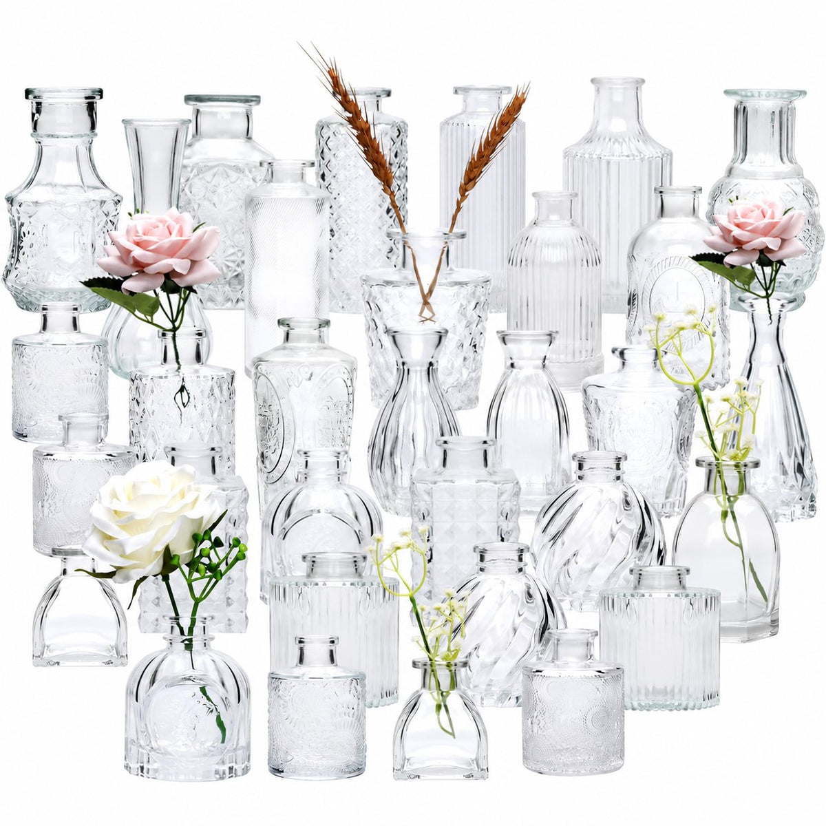 Name Lifestyle Vintage Clear Glass Bud Vase Collection studio product photo