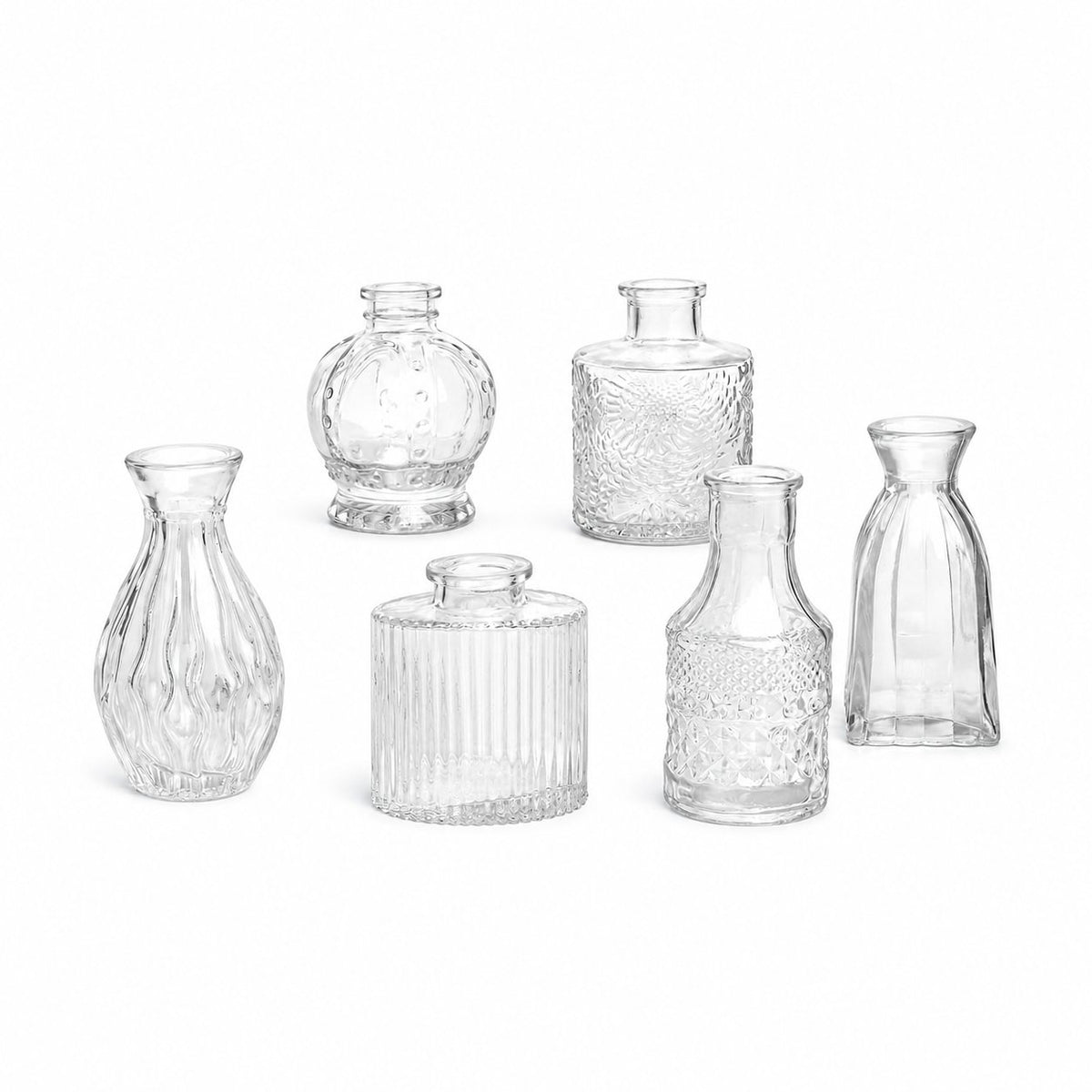 Name Lifestyle Etched Clear Glass Bud Vase Set studio product photo