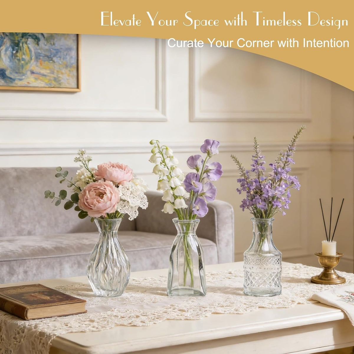 Name Lifestyle Etched Clear Glass Bud Vase Set additional product photo