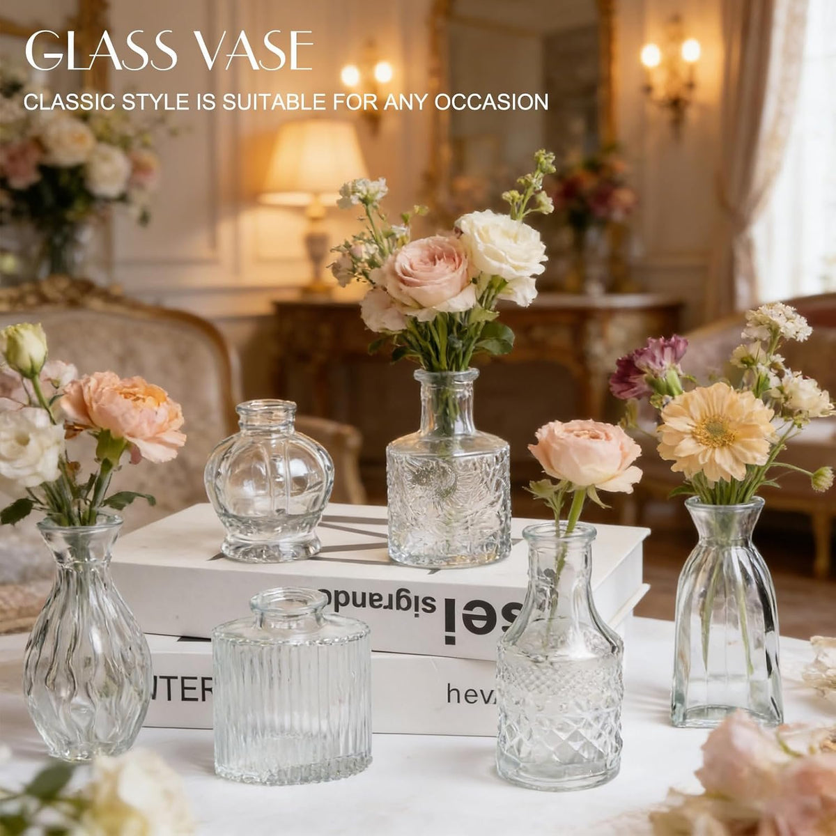 Name Lifestyle Etched Clear Glass Bud Vase Set additional product photo