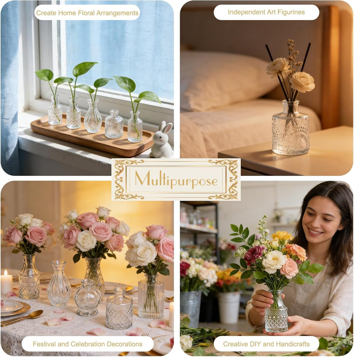 Name Lifestyle Etched Clear Glass Bud Vase Set additional product photo