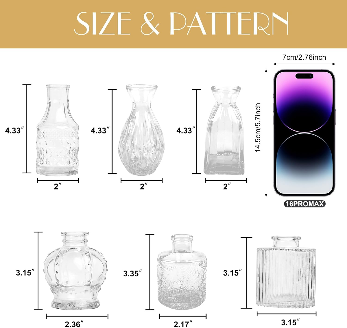 Name Lifestyle Etched Clear Glass Bud Vase Set additional product photo