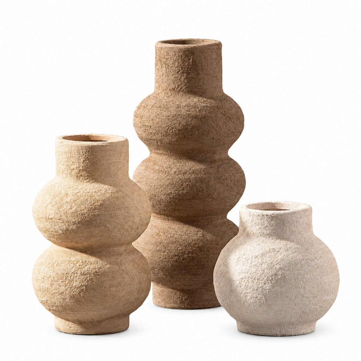 Name Lifestyle Rustic Textured Ceramic Vase Set studio product photo