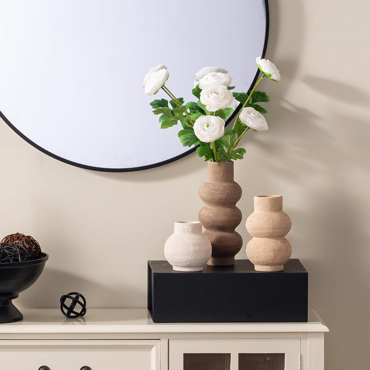 Name Lifestyle Rustic Textured Ceramic Vase Set additional product photo