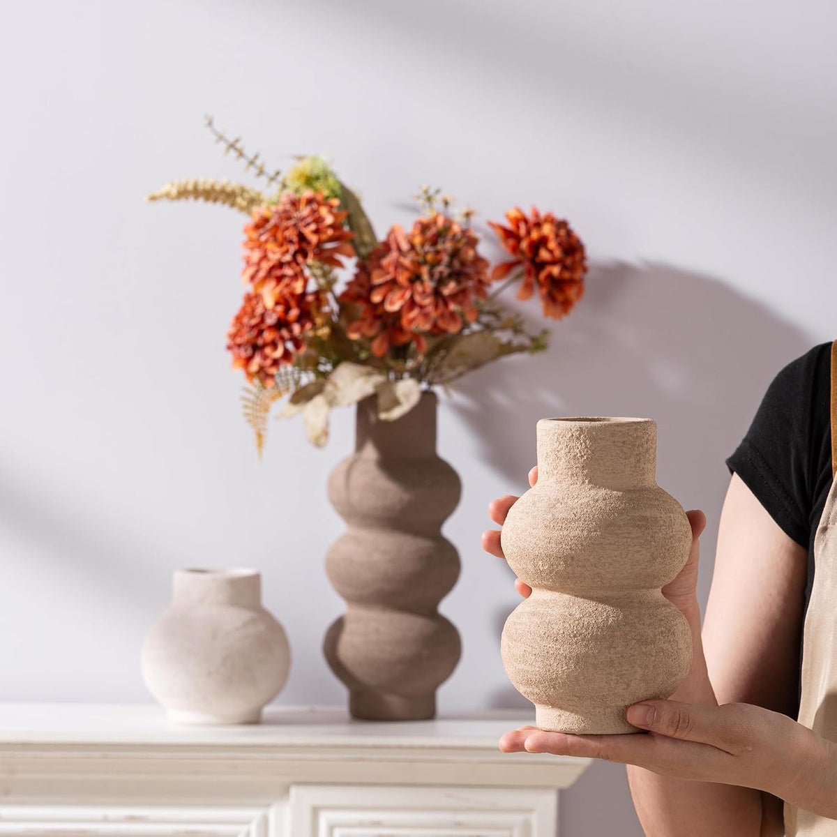 Name Lifestyle Rustic Textured Ceramic Vase Set additional product photo