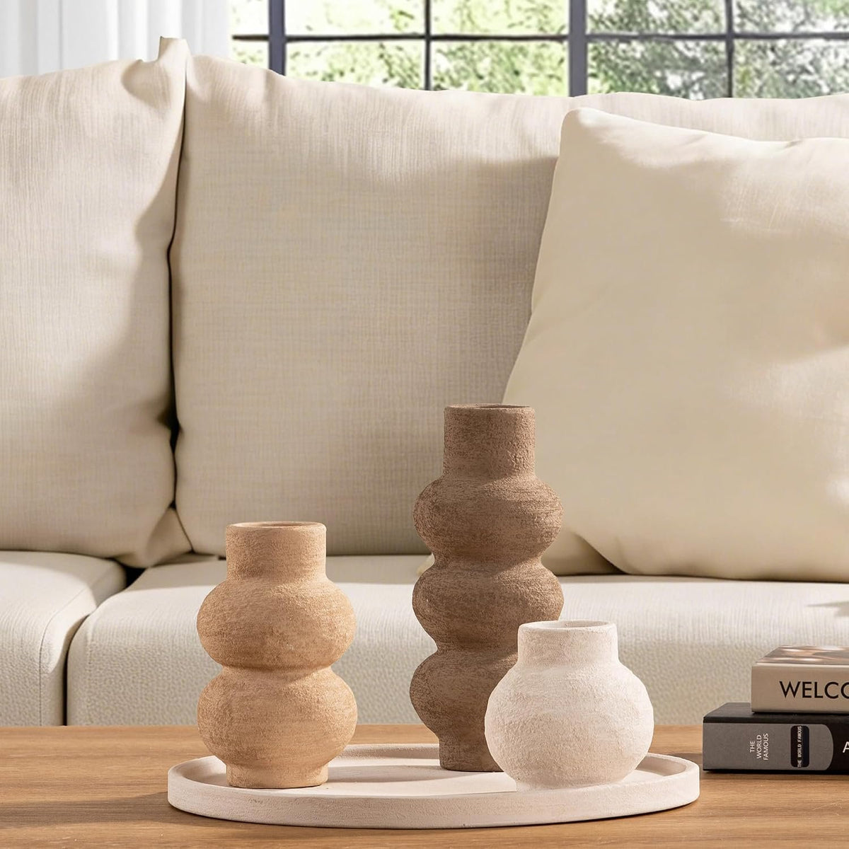 Name Lifestyle Rustic Textured Ceramic Vase Set additional product photo