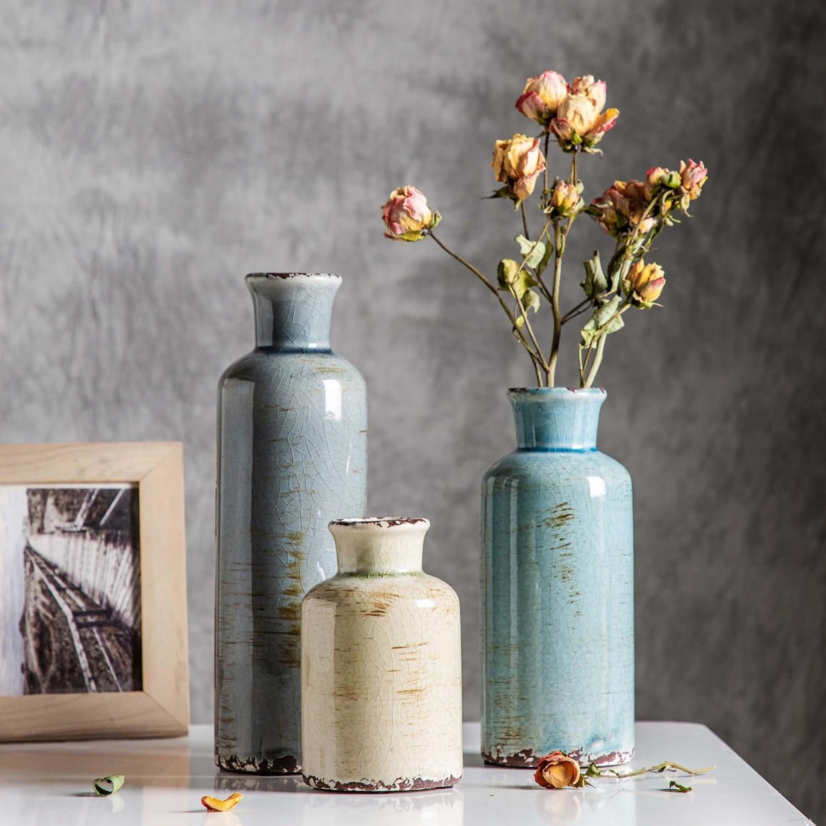 Name Lifestyle Glazed Ceramic Bottle Vase Set additional product photo