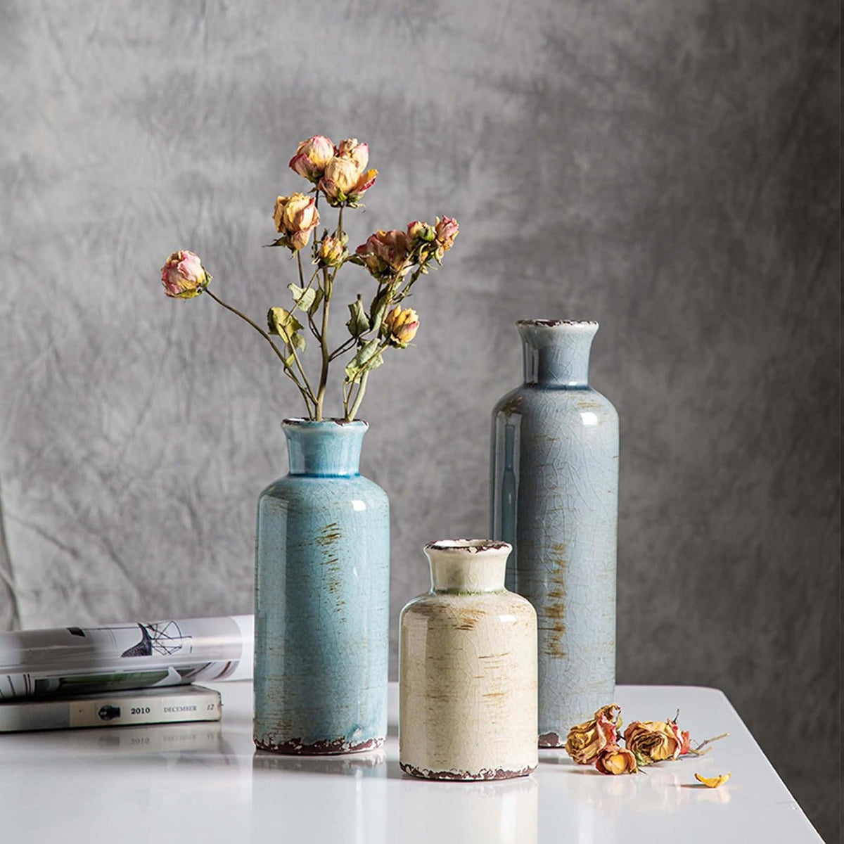 Name Lifestyle Glazed Ceramic Bottle Vase Set additional product photo