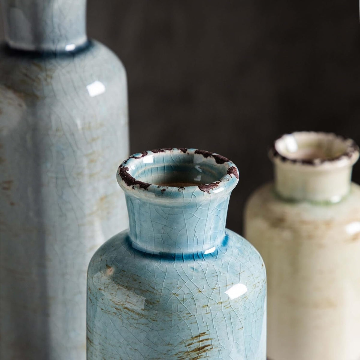 Name Lifestyle Glazed Ceramic Bottle Vase Set additional product photo