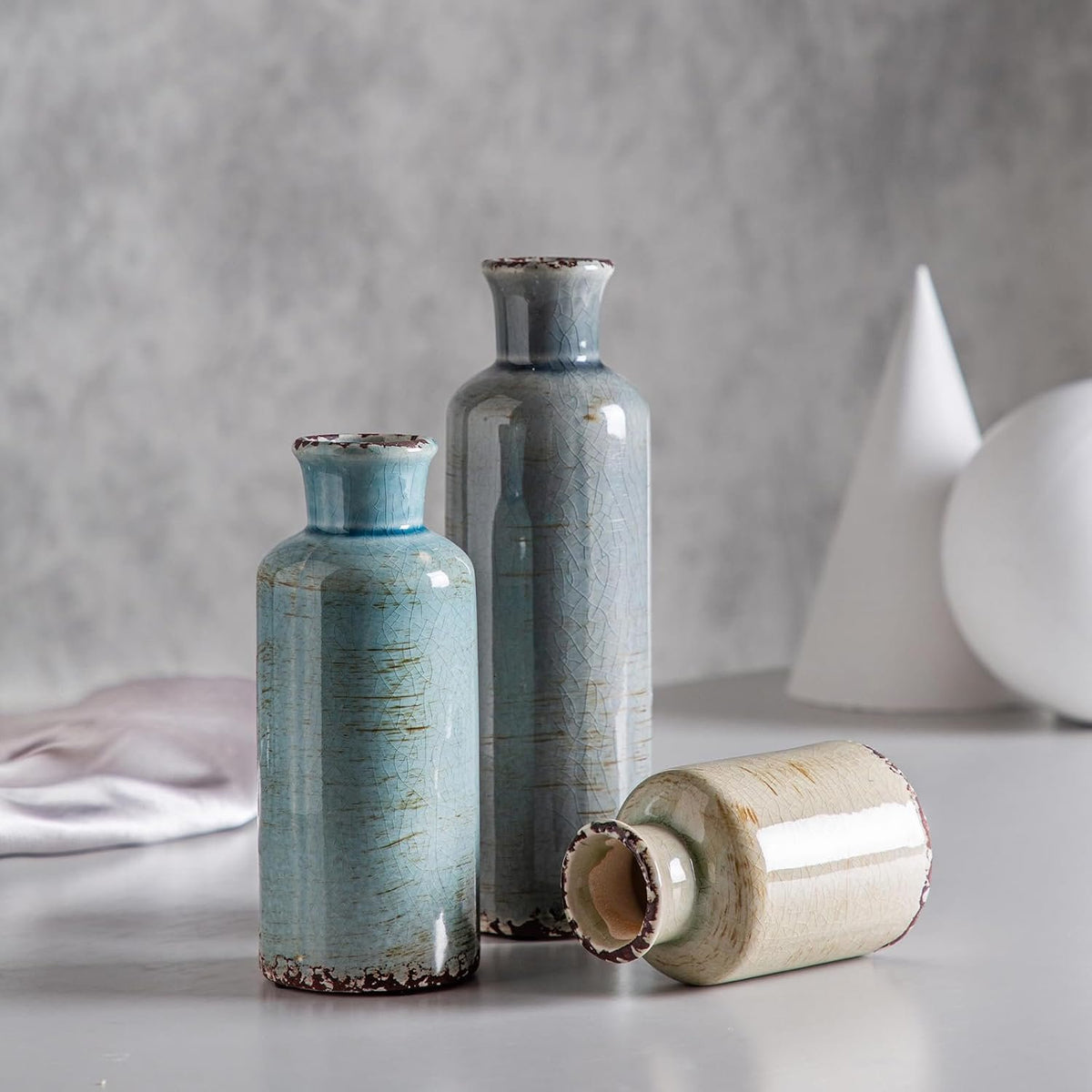 Name Lifestyle Glazed Ceramic Bottle Vase Set additional product photo