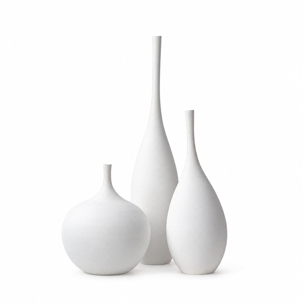 Name Lifestyle Matte White Ceramic Bud Vase Set studio product photo