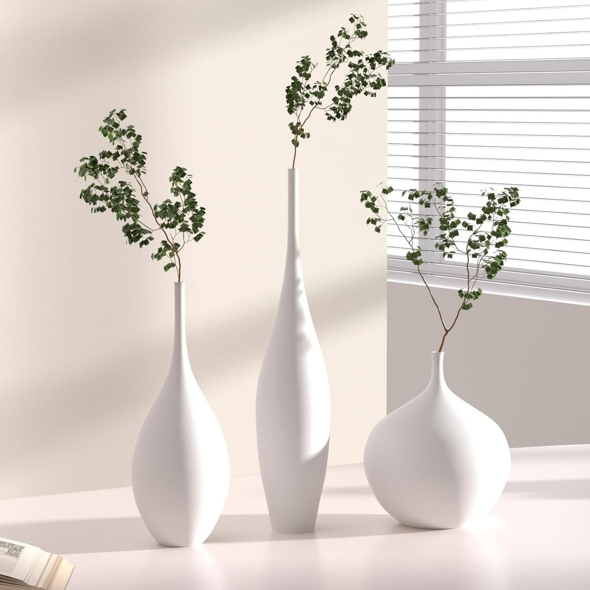 Name Lifestyle Matte White Ceramic Bud Vase Set additional product photo